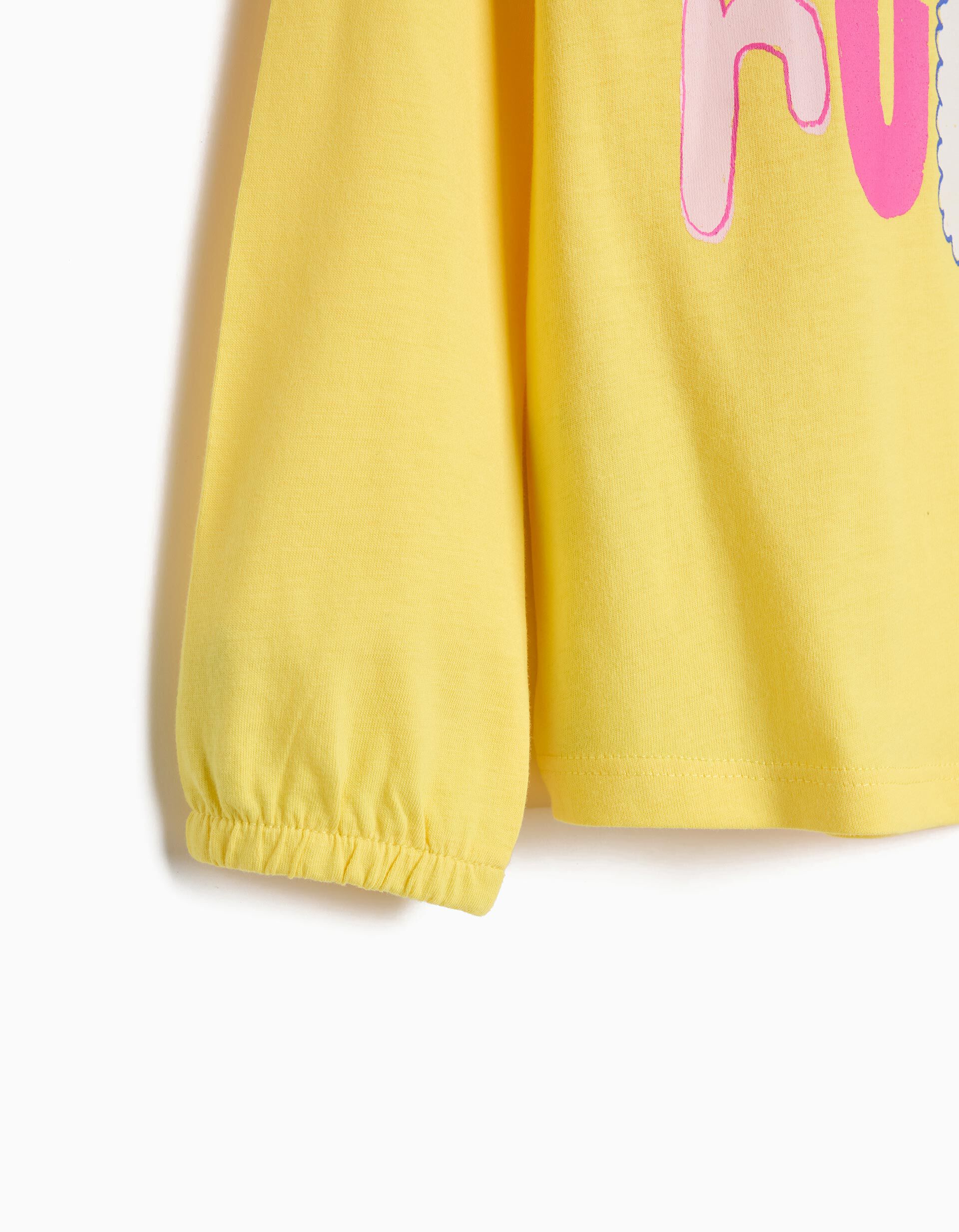 Comprar Online T-shirt Estampada Manga Comprida, Menina, Amarelo