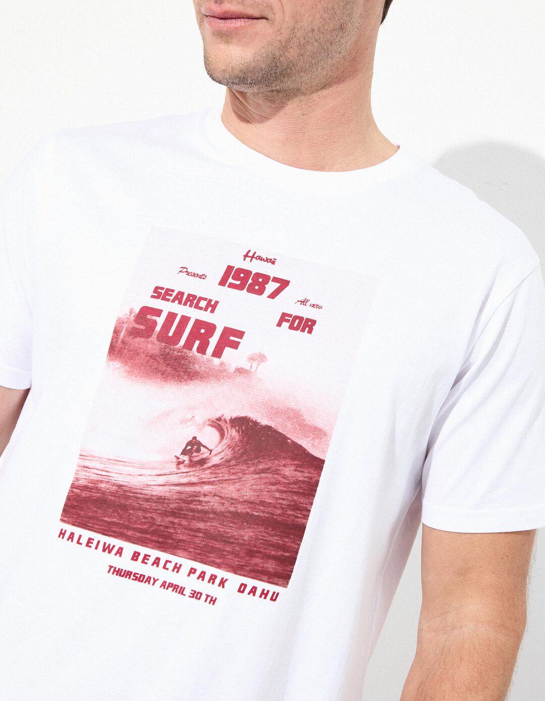 T-shirt Jersey Estampado, Homem, Branco 