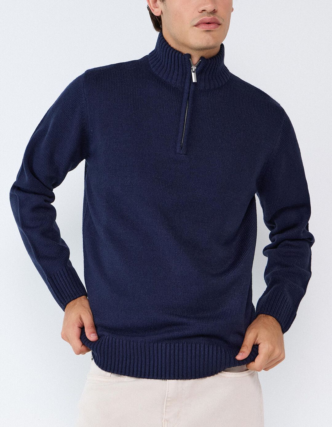 Sweater De Gola Alta, Homem, Azul Escuro