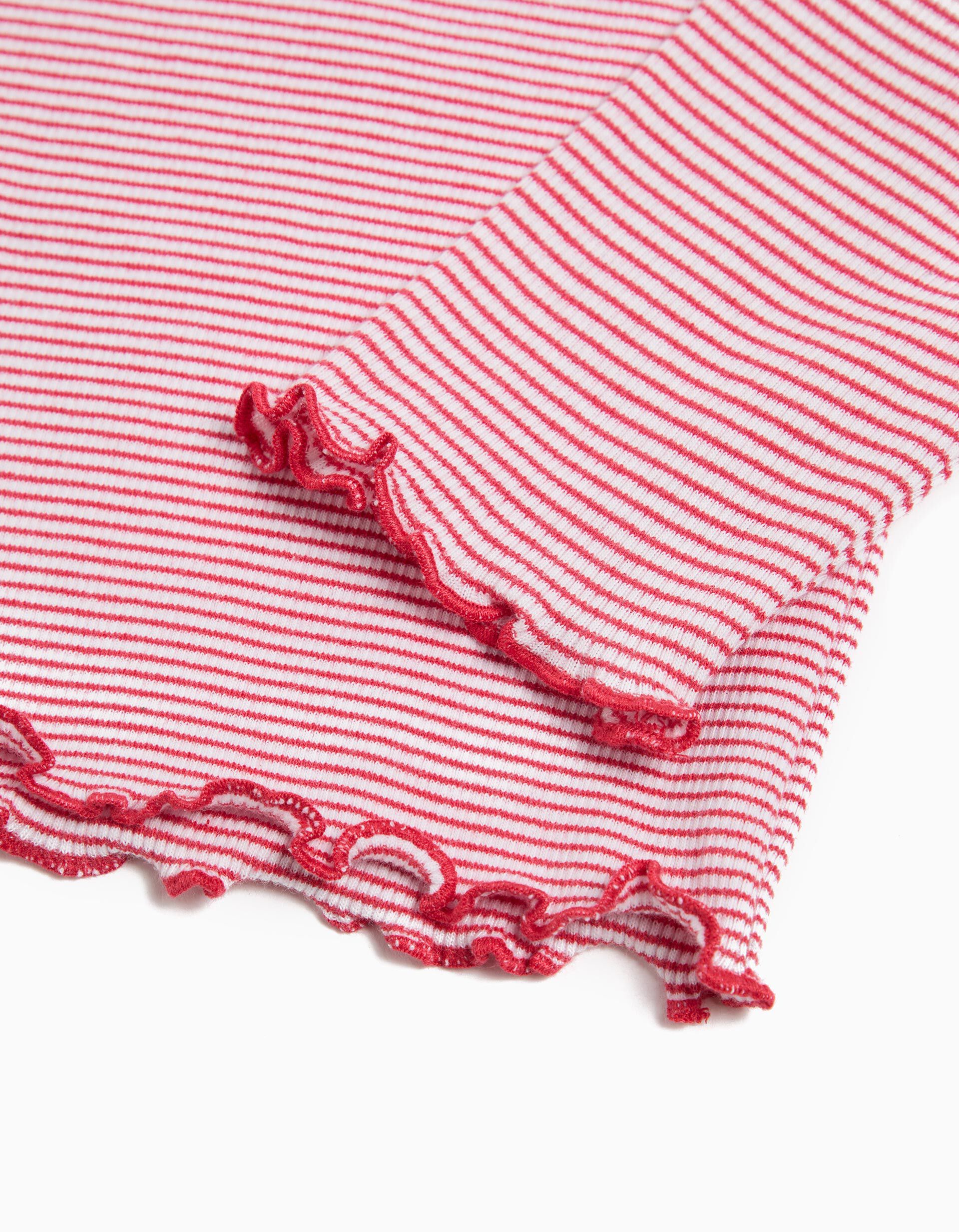 Comprar Online T-shirt de Manga Comprida Riscas, Menina, Vermelho