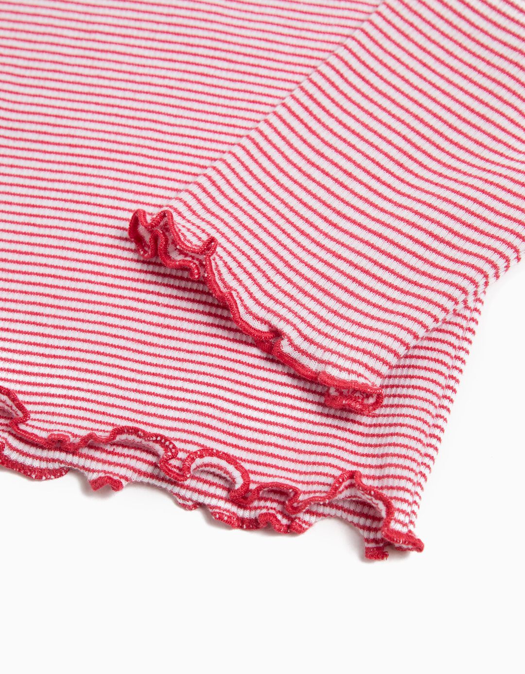 T-shirt de Manga Comprida Riscas, Menina, Vermelho