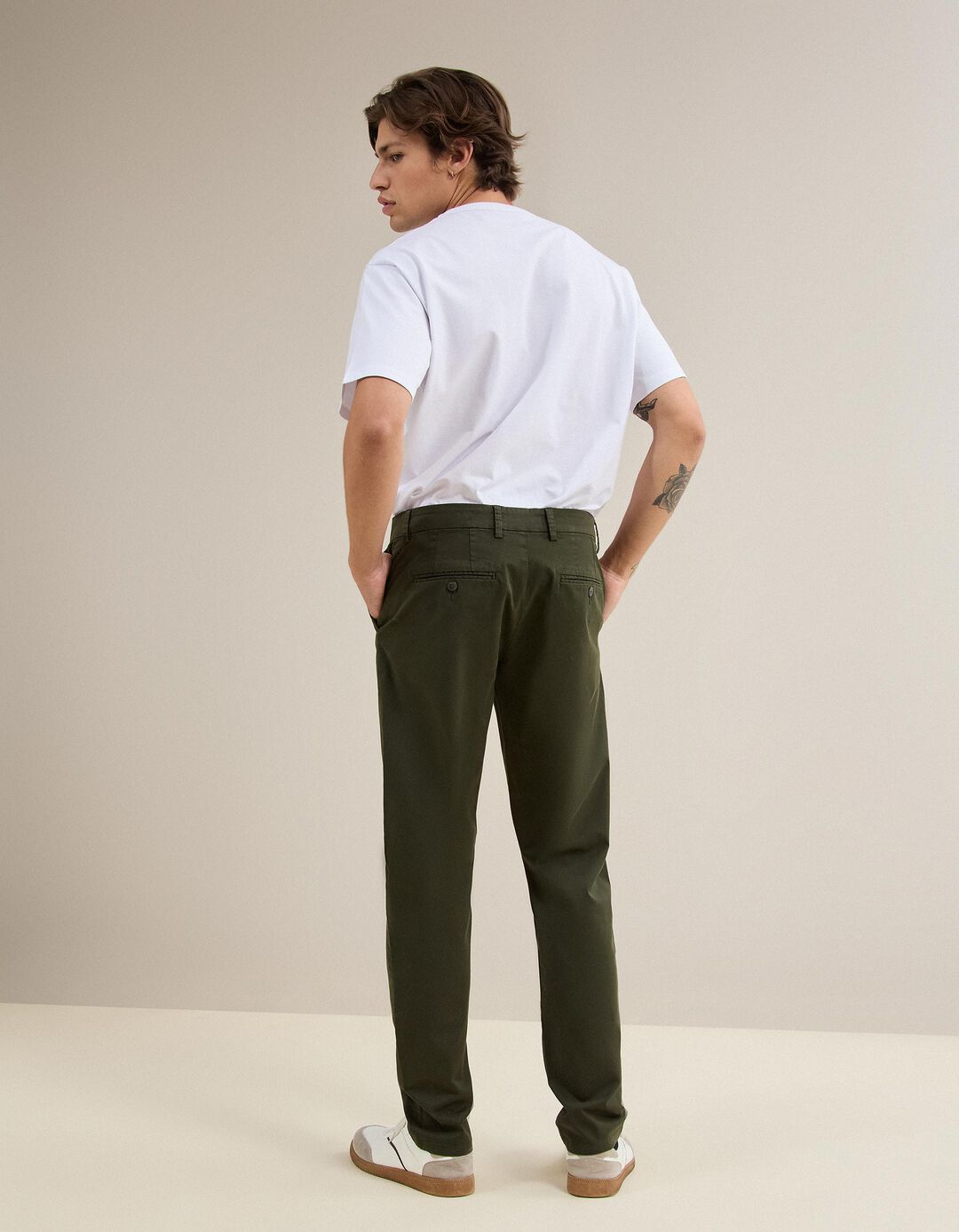 Cal&ccedil;as Chino Slim, Homem, Verde Escuro