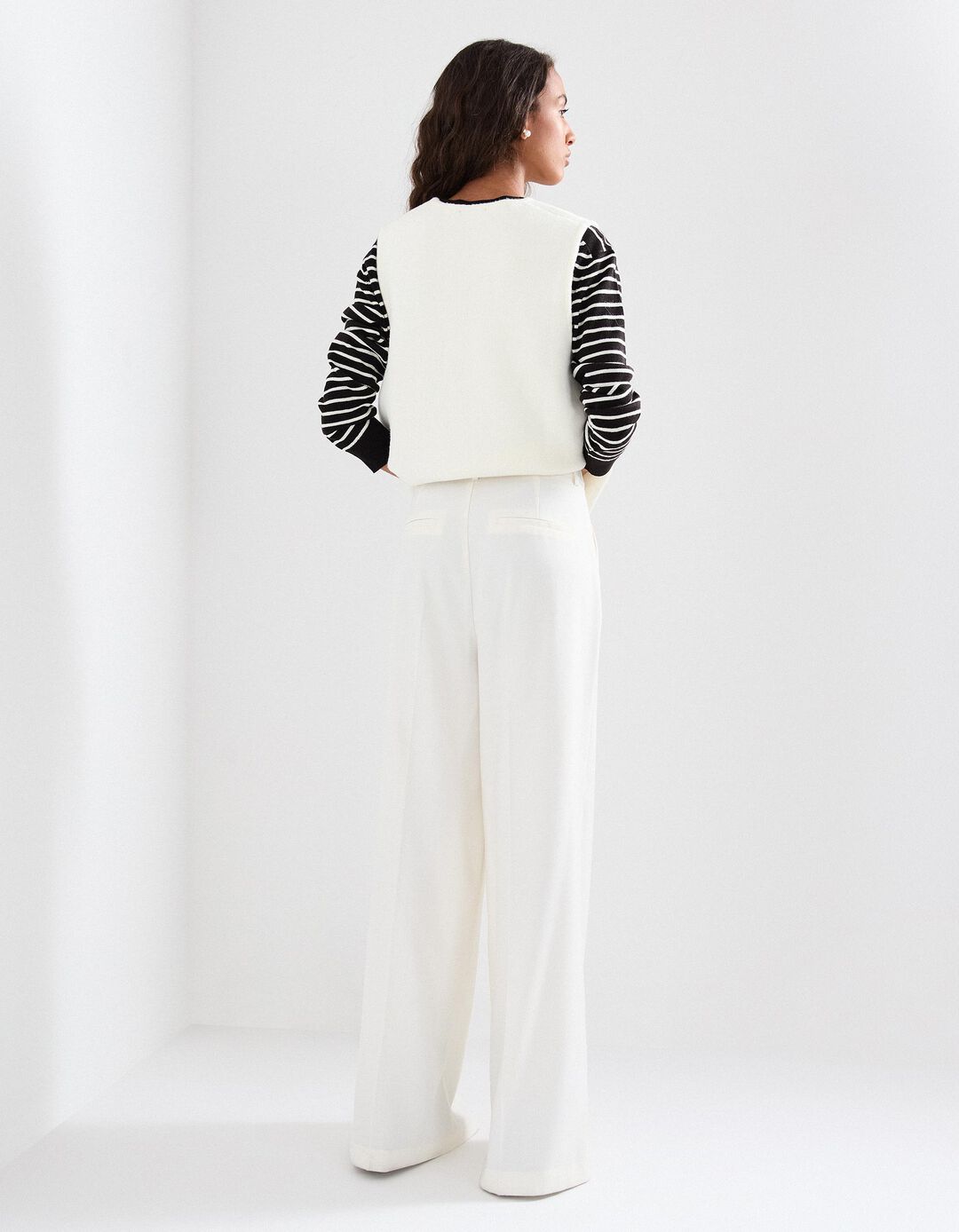 Calças Wide Leg, Mulher, Branco