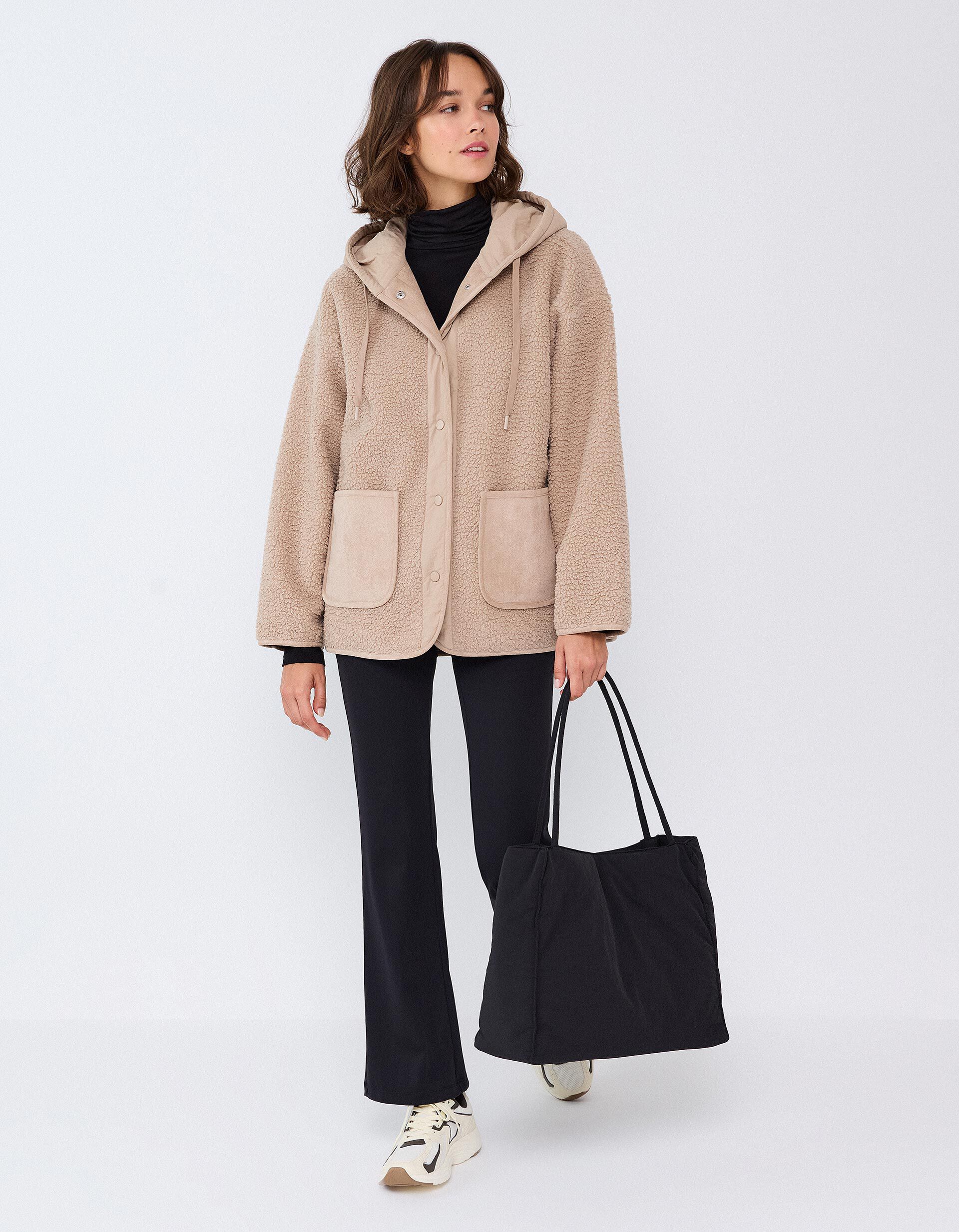 Comprar Online Casaco Efeito Sherpa, Mulher, Bege