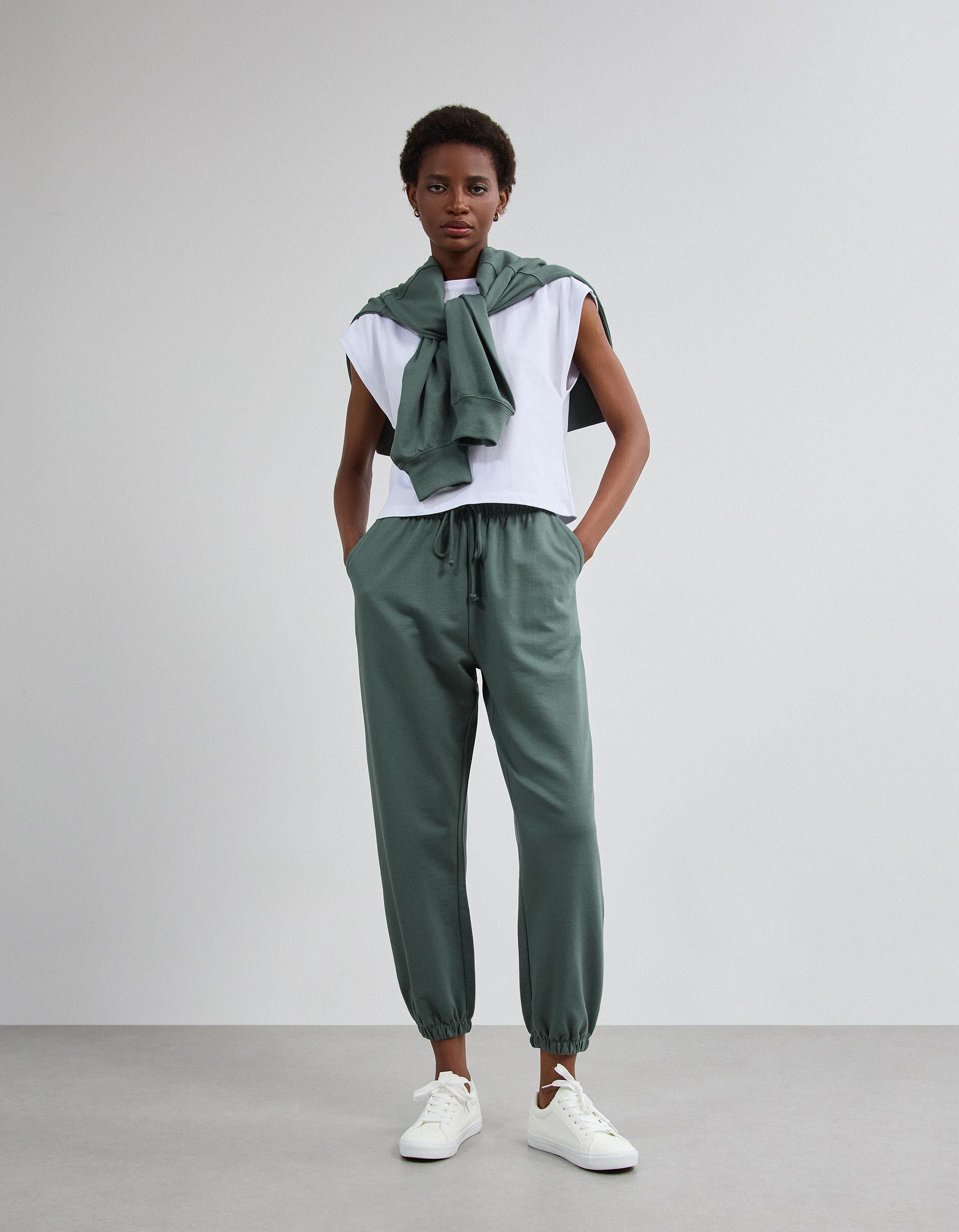 Comprar Online Cal&ccedil;as Jogger De Felpa, Mulher, Verde Escuro