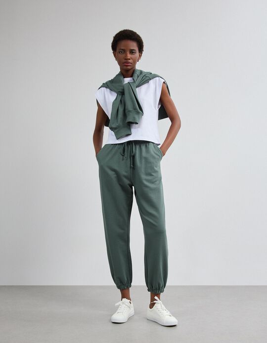 Comprar Online Cal&ccedil;as Jogger De Felpa, Mulher, Verde Escuro