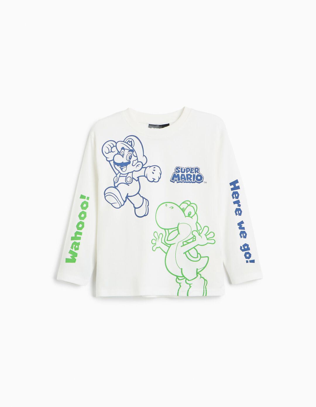 T-shirt Manga Comprida 'Super Mario', Menino, Branco