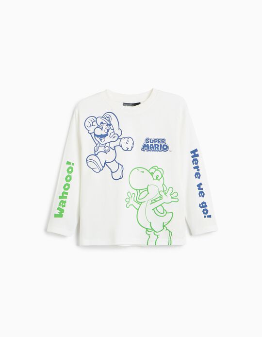 Comprar Online T-shirt Manga Comprida 'Super Mario', Menino, Branco