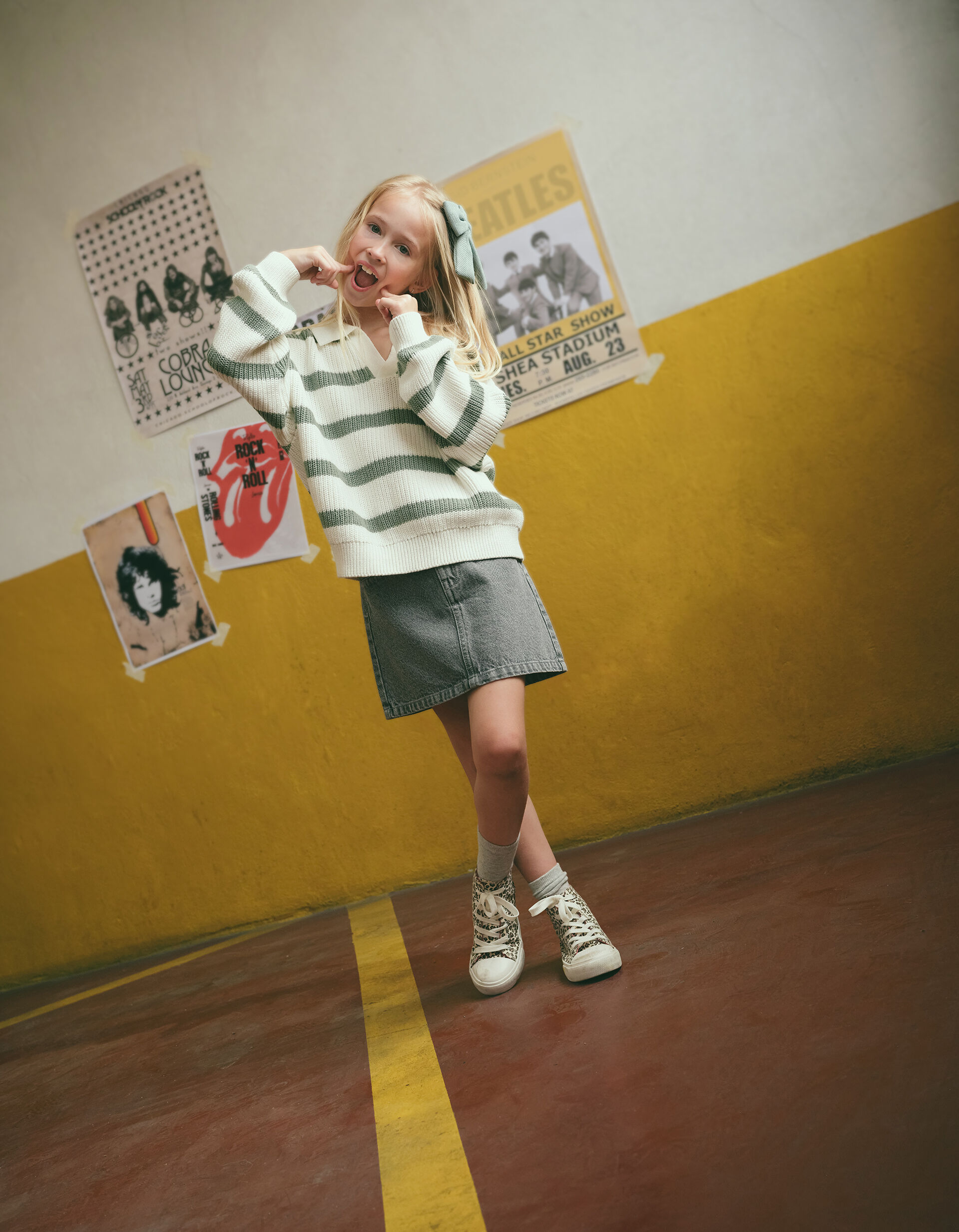 Comprar Online Camisola de Malha com Riscas, Menina, Verde