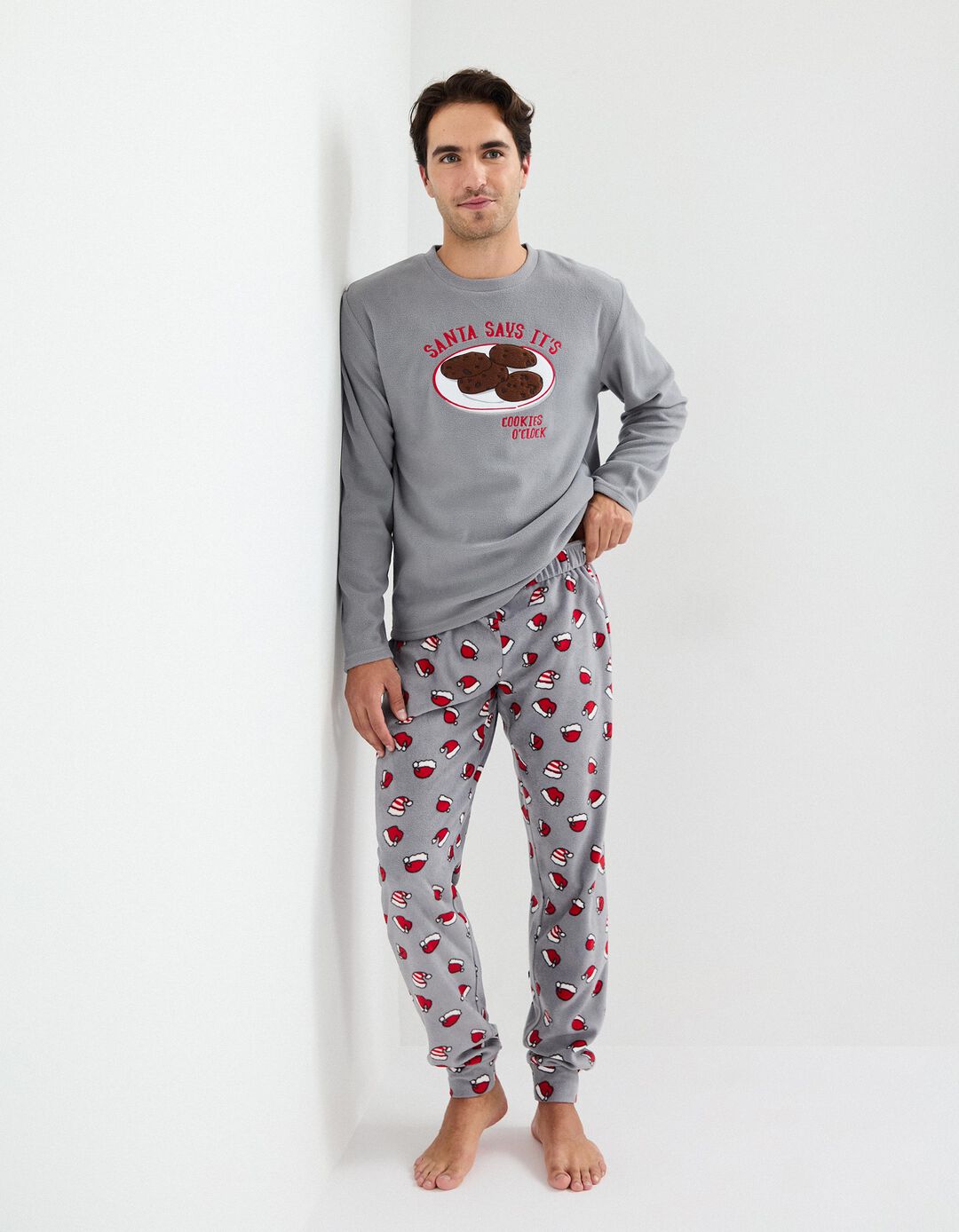 Pijama de Natal, Homem, Cinzento
