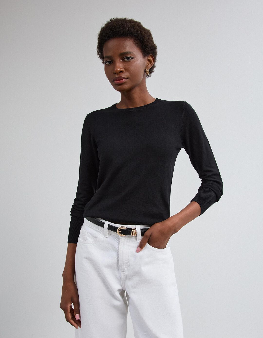 Camisola Tricotada, Mulher, Preto