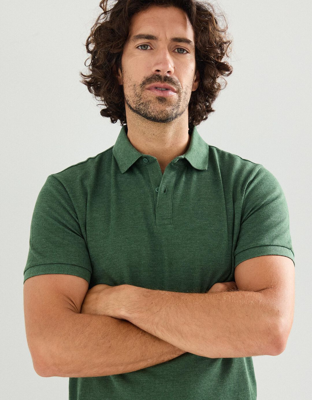 Polo Waffle, Homem, Verde Escuro