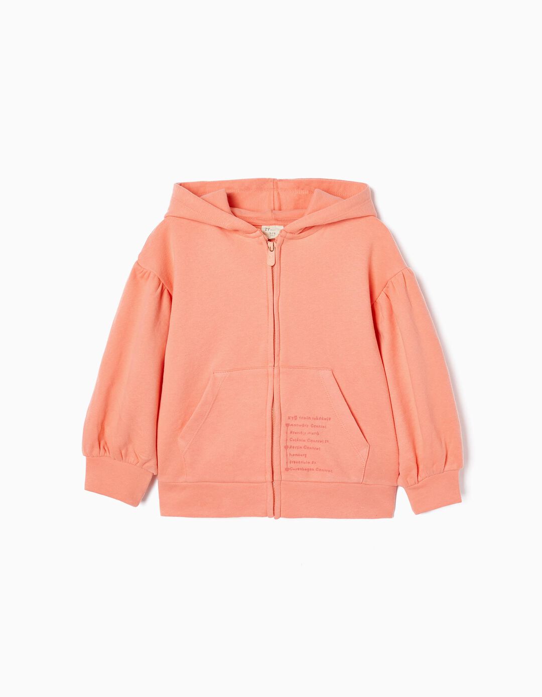 Cotton Hooded Jacket for Girls 'City Break', Coral