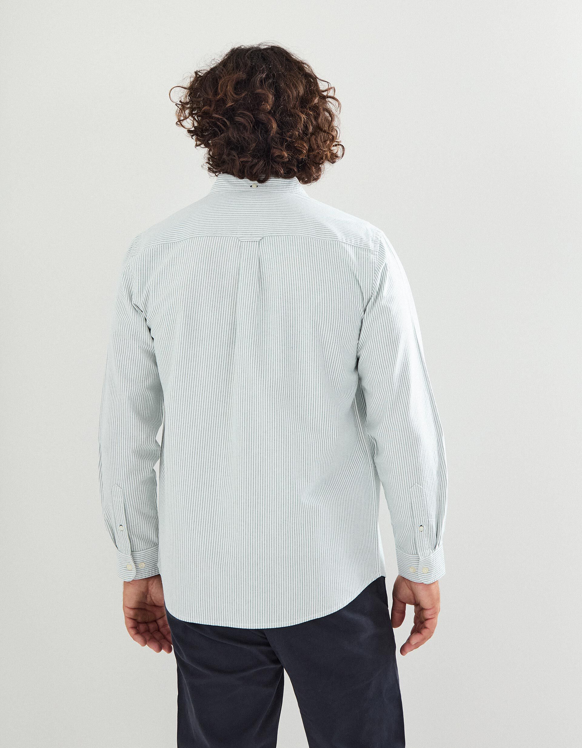 Comprar Online Camisa Riscas de Manga Comprida Oxford, Homem, Verde