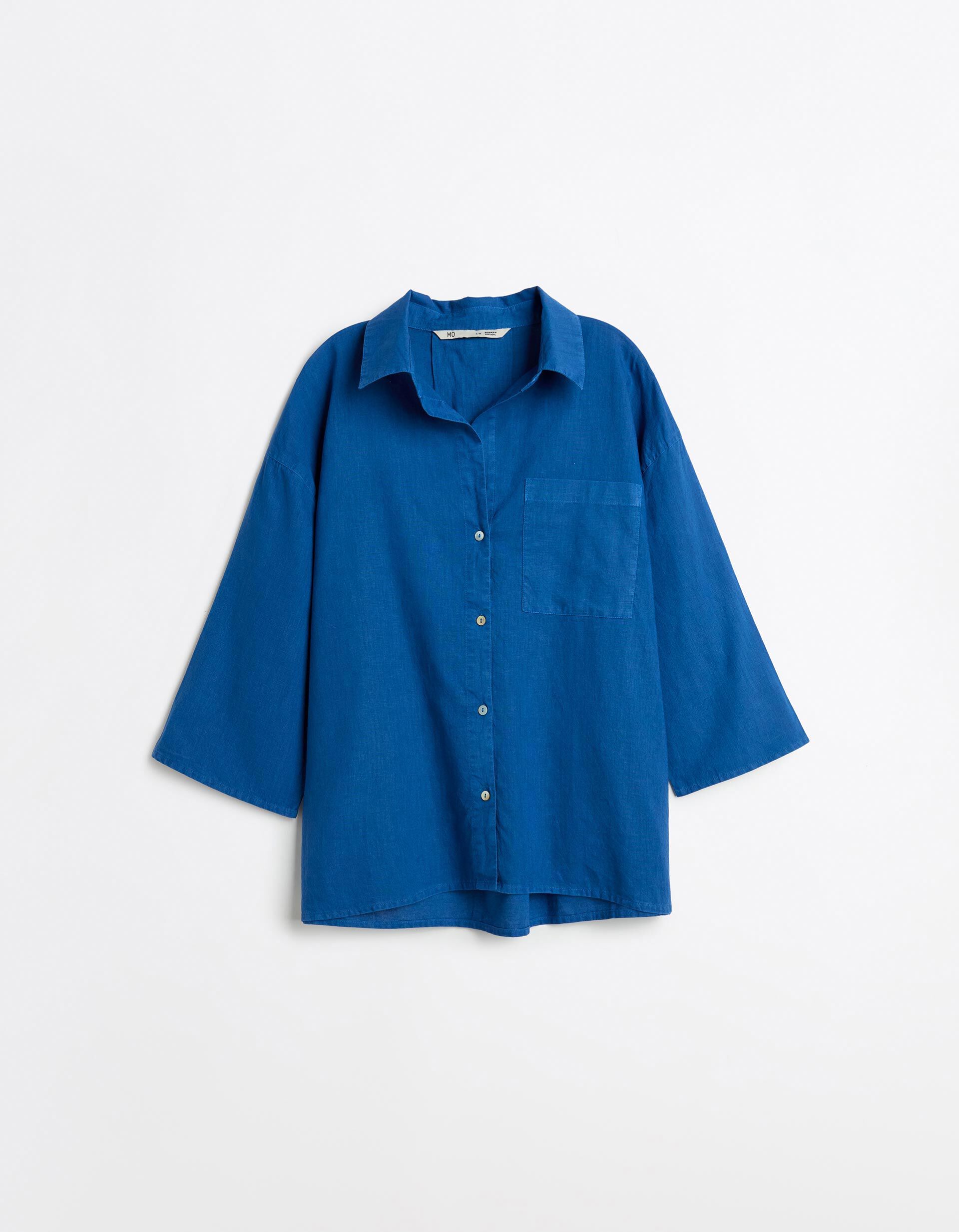 Comprar Online Blusa com Linho, Mulher, Azul 