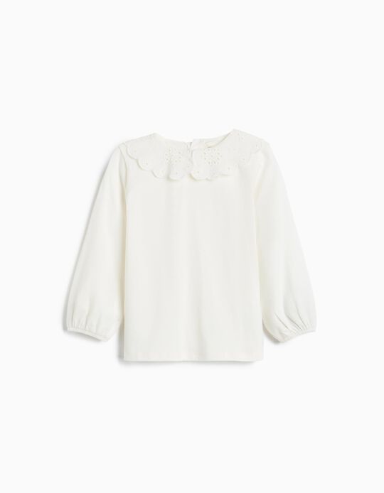 Comprar Online Camisola Com Gola Peter Pan, Menina, Branco