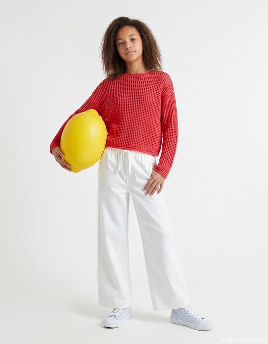 Comprar Online Cal&ccedil;as de Ganga 'Wide Leg', Menina, Branco