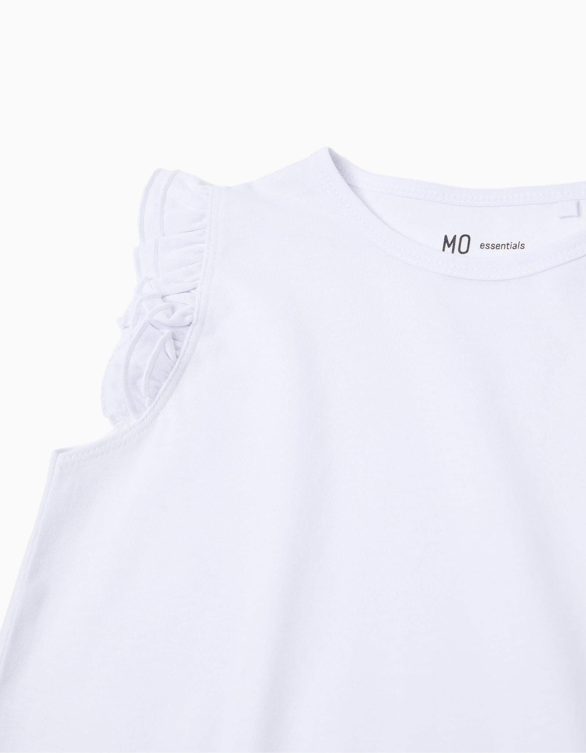 Comprar Online T-shirt Folhos, Menina, Branco