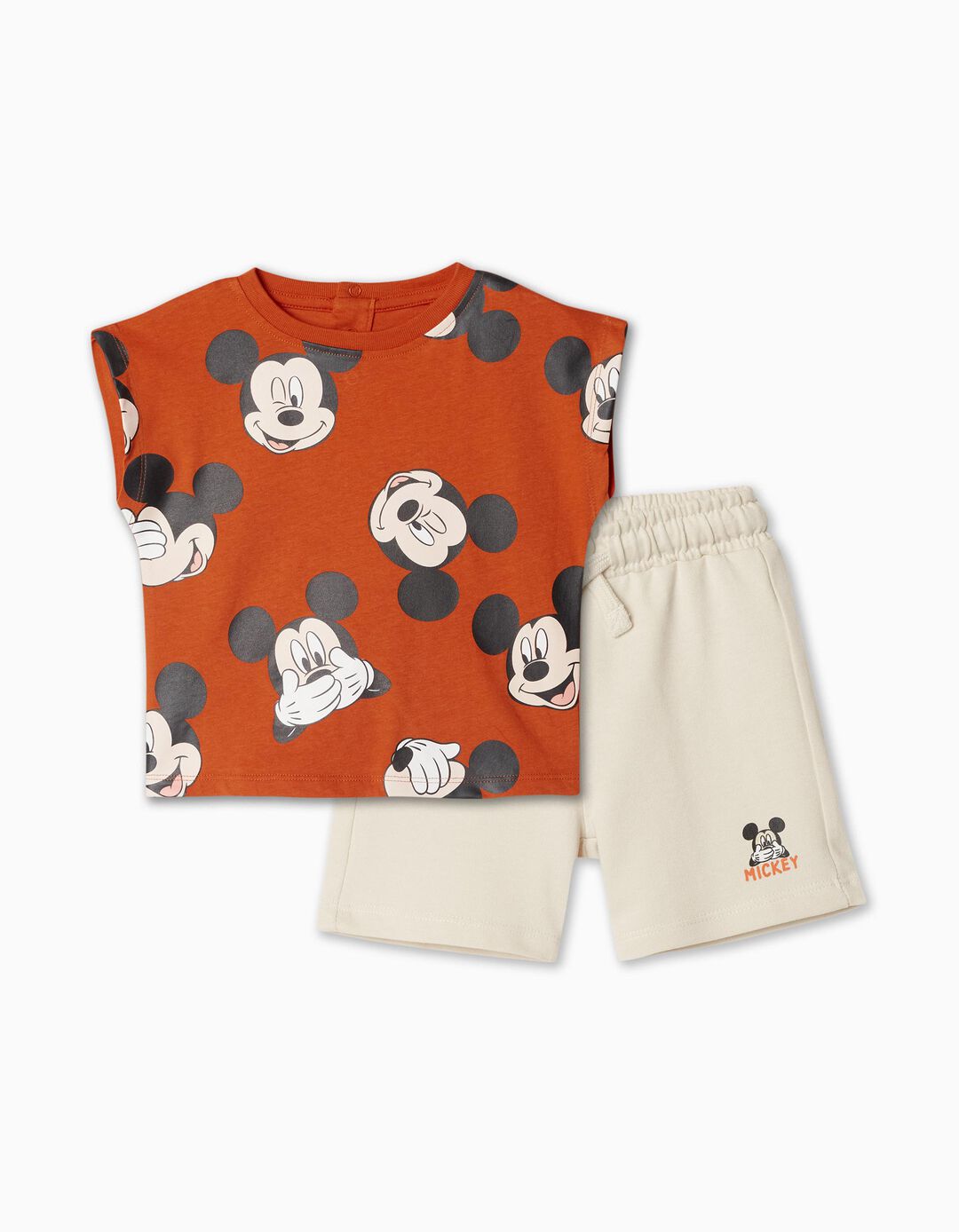 'Disney' Shorts + T-shirt Set, Baby Boy, Light Beige
