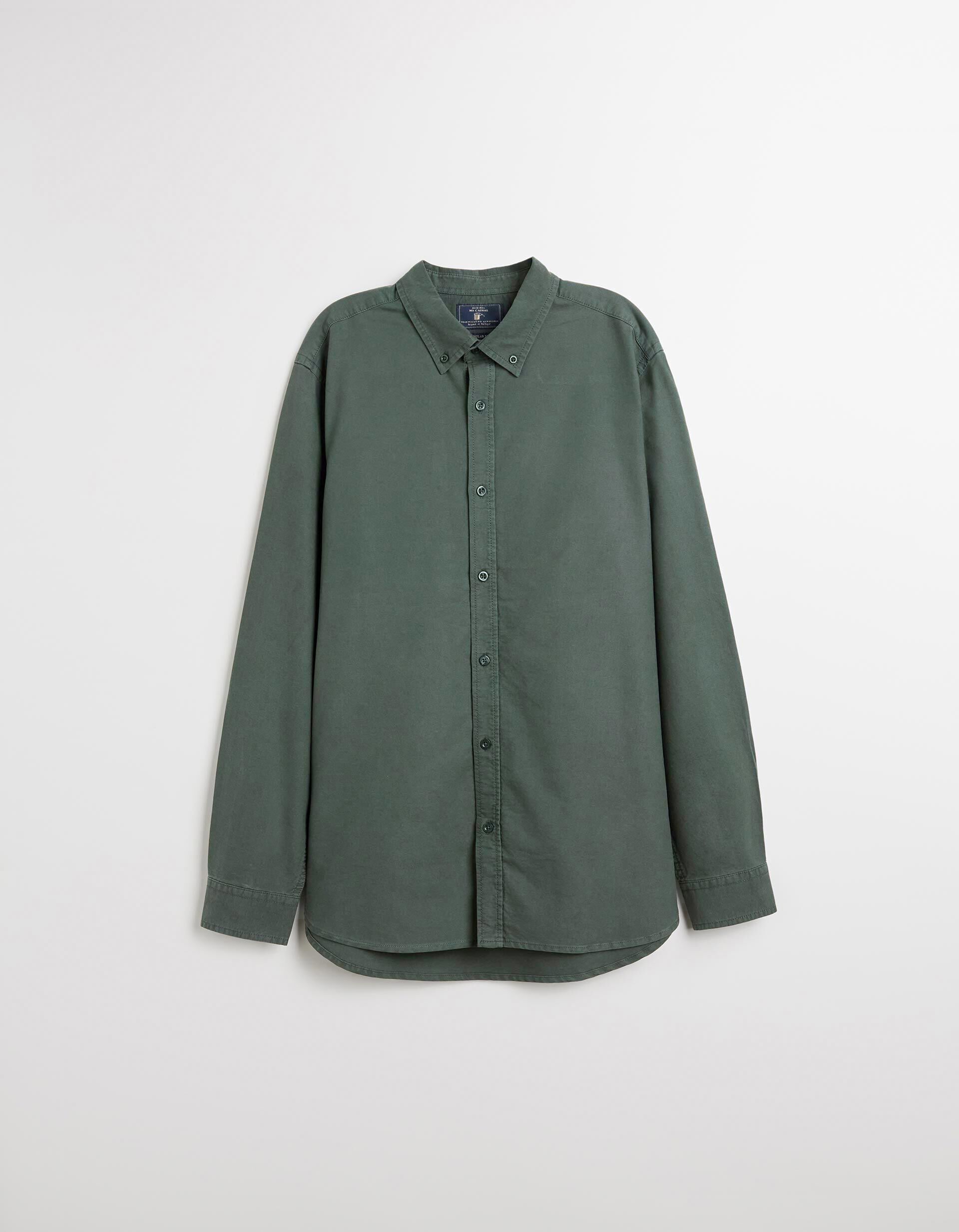 Comprar Online Camisa de Manga Comprida Oxford, Homem, Verde Escuro