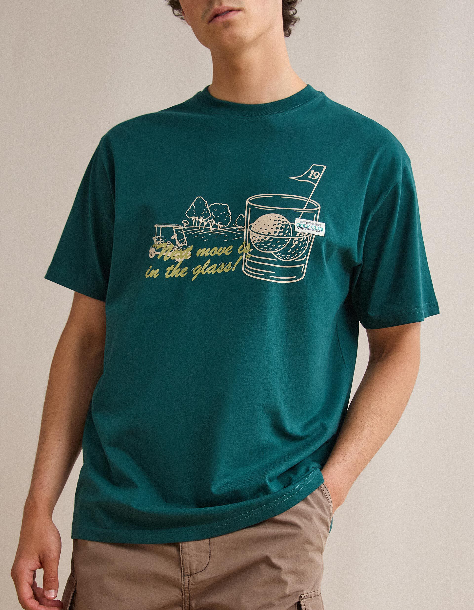 Comprar Online T-shirt Jersey Estampada, Homem, Verde Escuro
