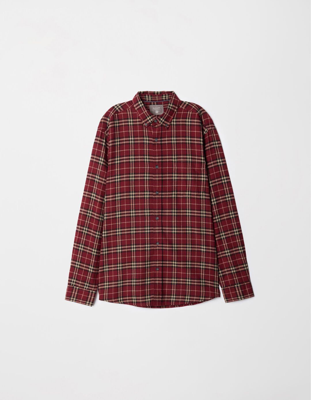 Camisa de Manga Comprida Xadrez Flanela, Homem, Vermelho Escuro