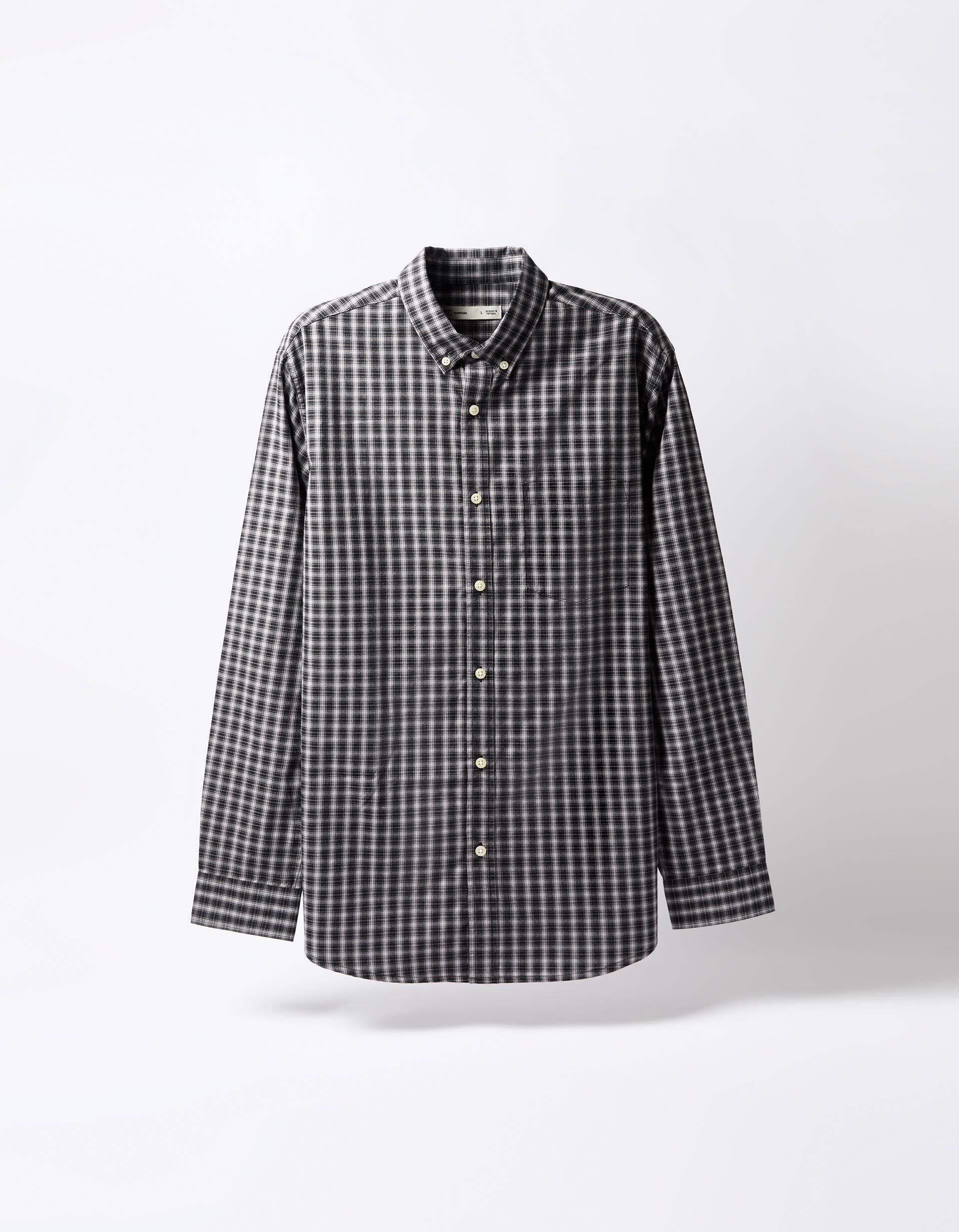 Comprar Online Camisa de Xadrez, Homem, Cinzento Escuro
