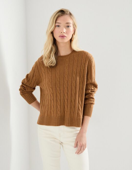 Comprar Online Camisola de Malha, Mulher, Castanho Claro 