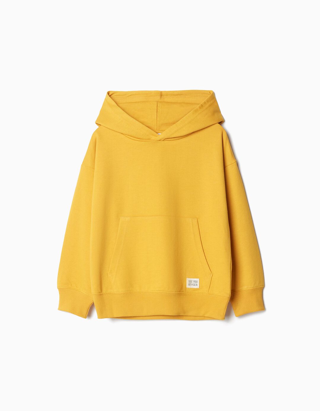 Hooded Fleece Sweatshirt, Boy, Dark Yellow