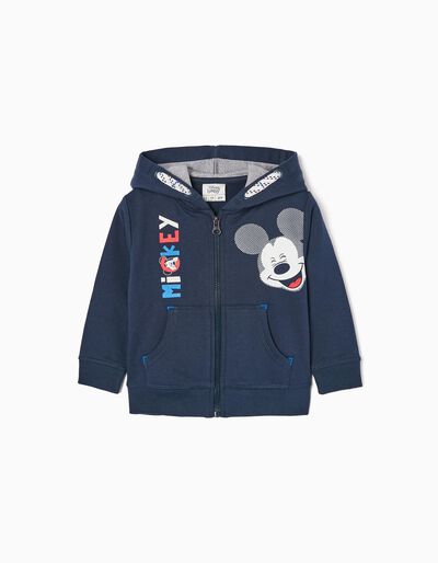Cotton Hooded Jacket for Baby Boys 'Mickey', Dark Blue