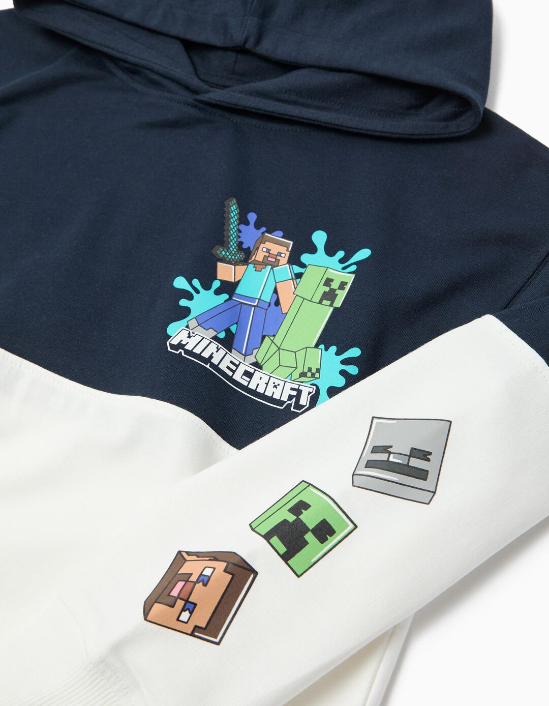 Sweatshirt de Capuz 'Minecraft', Menino, Azul Escuro