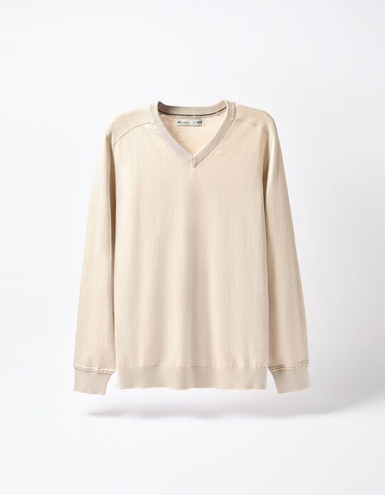 Comprar Online Camisola com Caxemira, Homem, Bege Claro