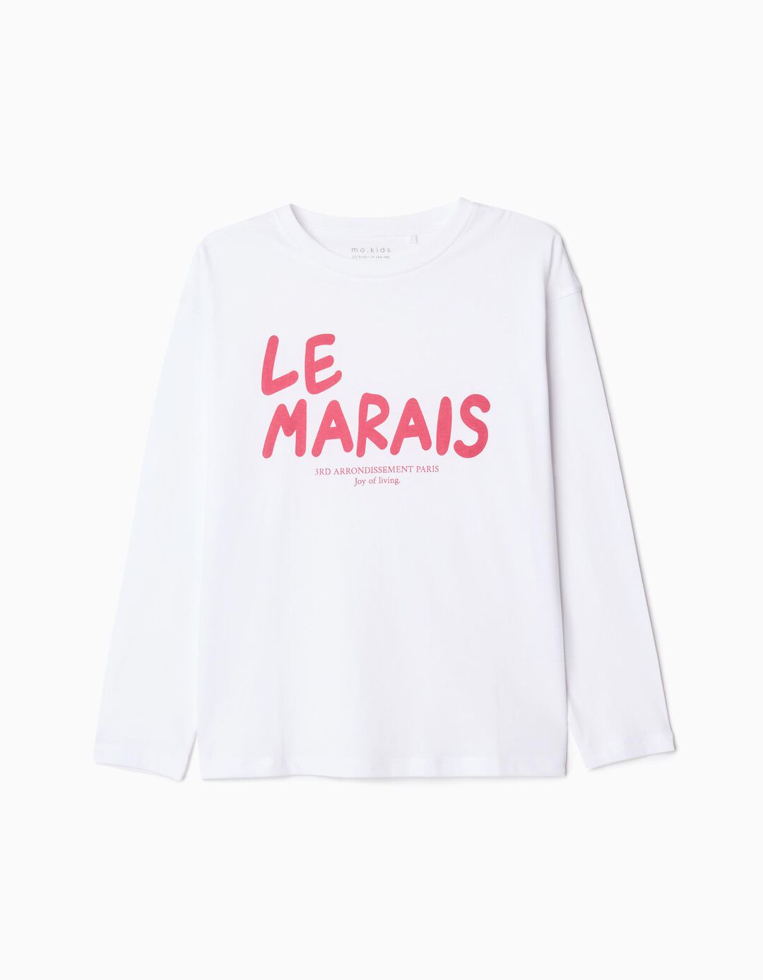 T-shirt de Manga Comprida Estampado, Menino, Branco