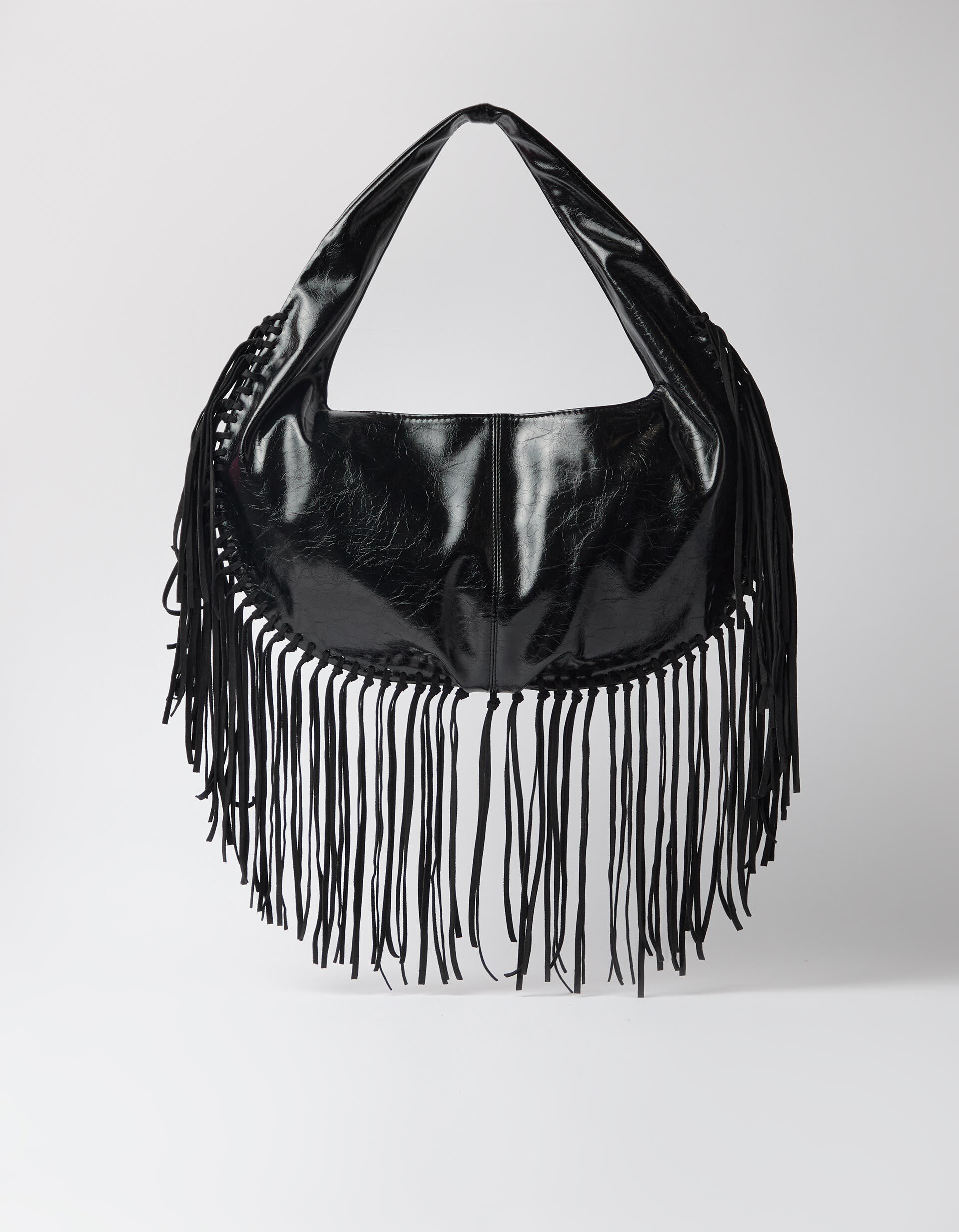 Comprar Online Mala De Ombro Com Franjas, Mulher, Preto