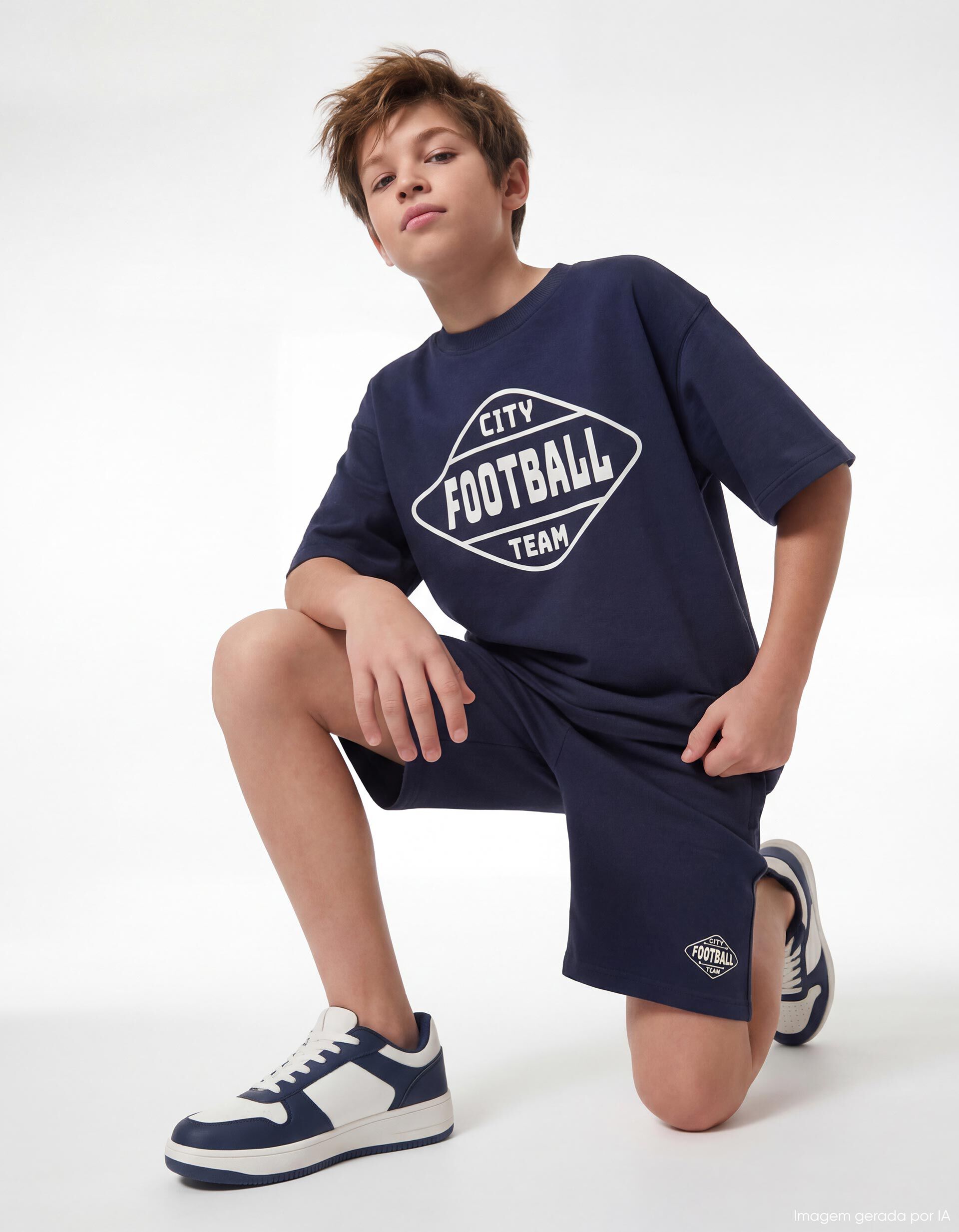 Conjunto T-shirt e Cal&ccedil;&otilde;es, Menino, Azul Escuro