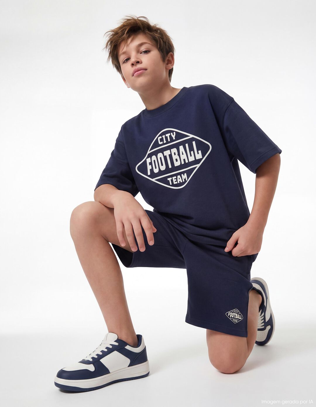 Conjunto T-shirt e Cal&ccedil;&otilde;es, Menino, Azul Escuro