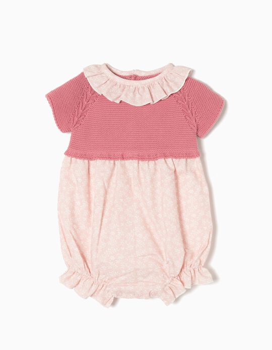 Combined Rompers, Pink Leaves