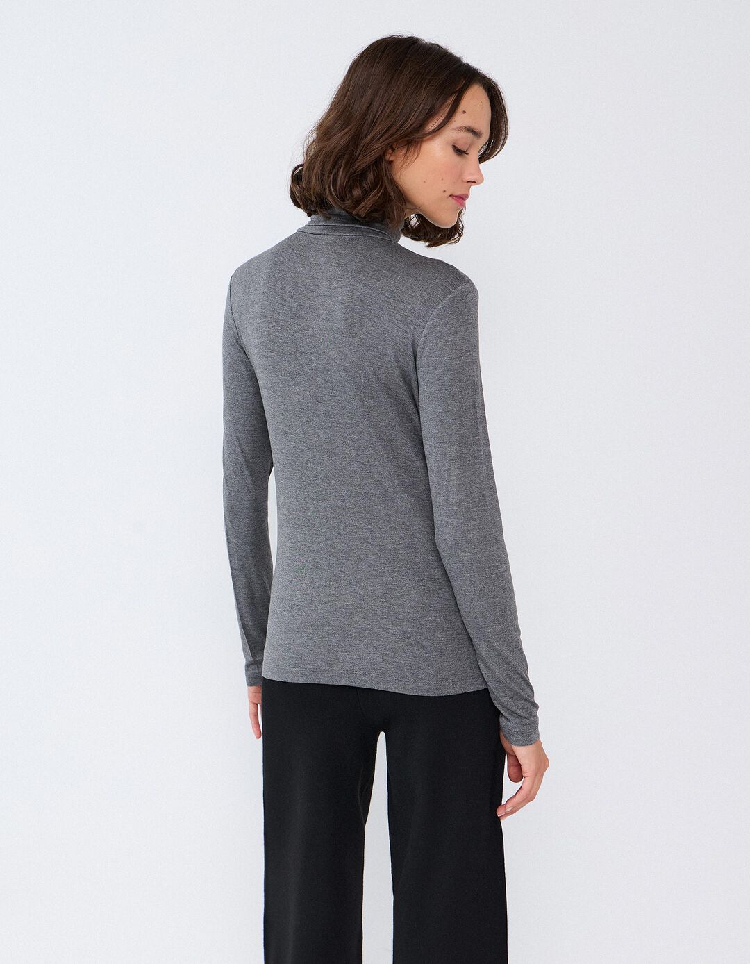 Camisola De Gola Alta, Mulher, Cinzento