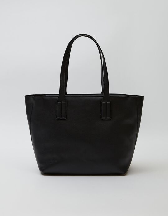 Leather-Effect Shopper Bag, Black
