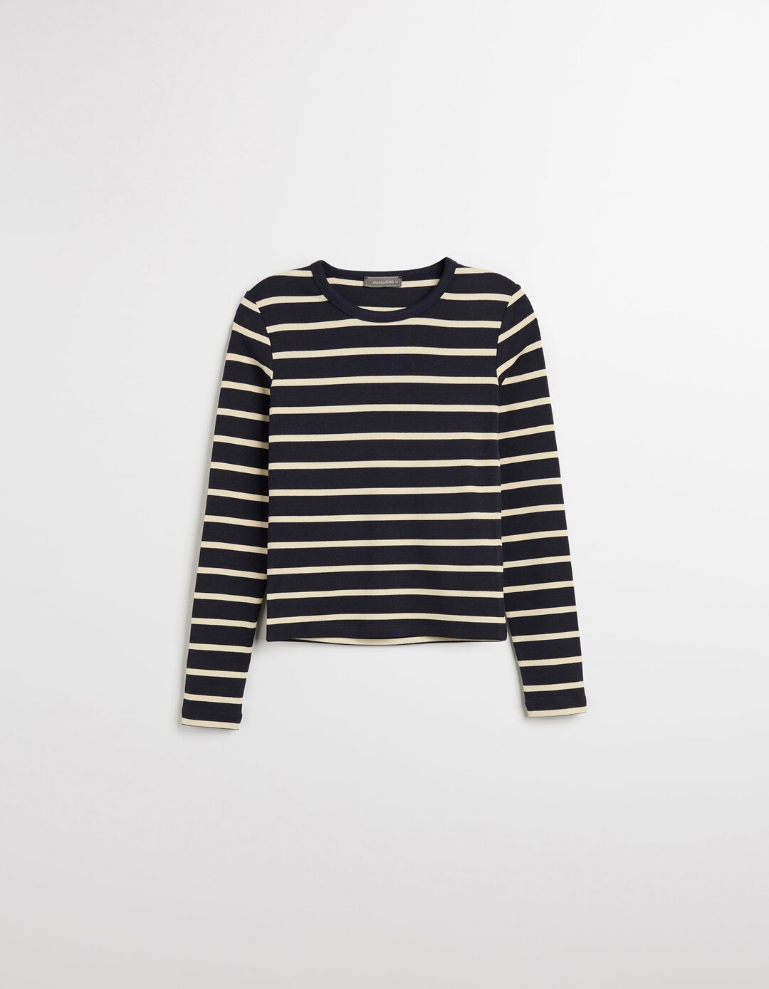 T-shirt de Manga Comprida Riscas, Mulher, Azul Escuro 