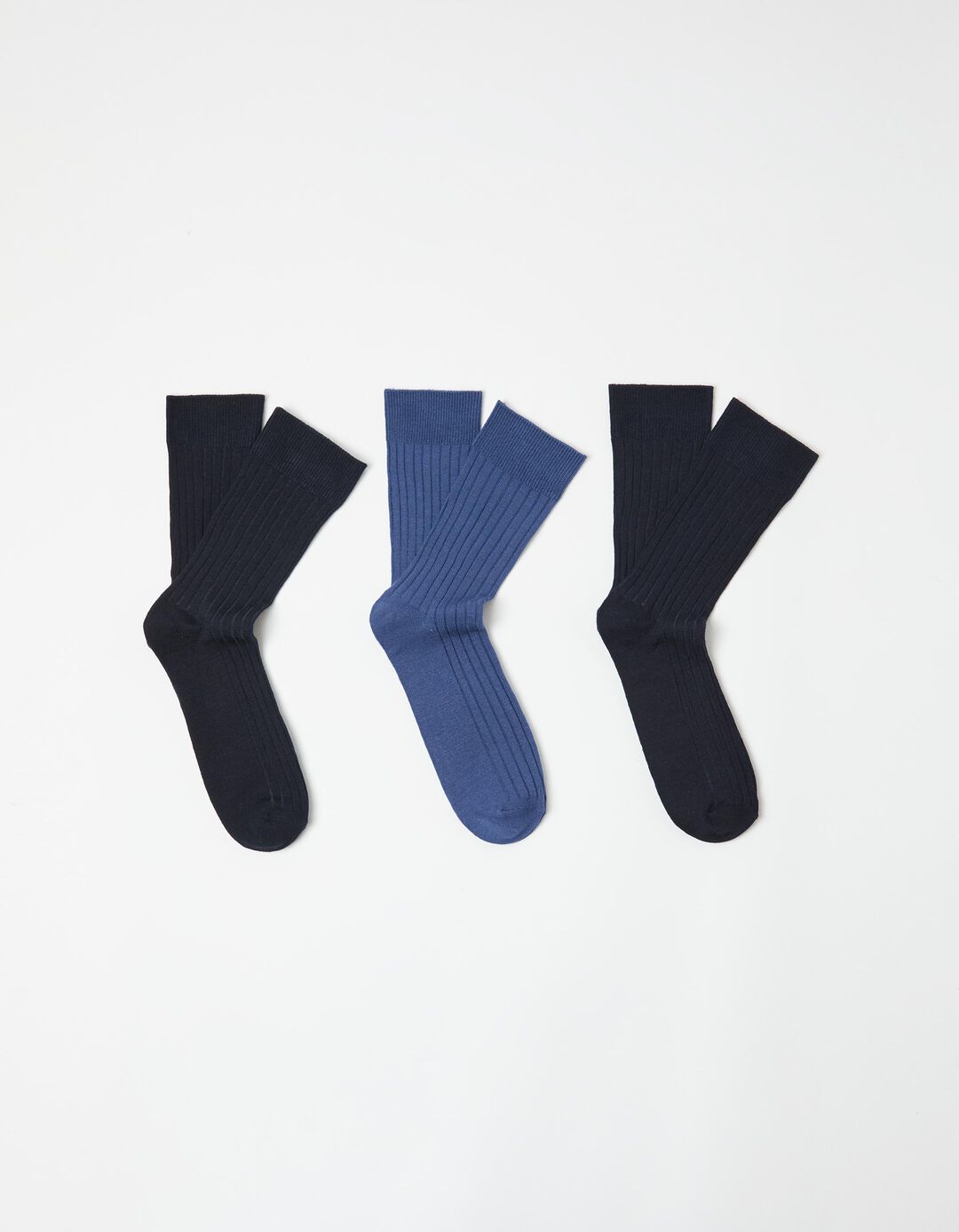 Pack 3 Pares de Meias Altas Caneladas, Homem, Multicor