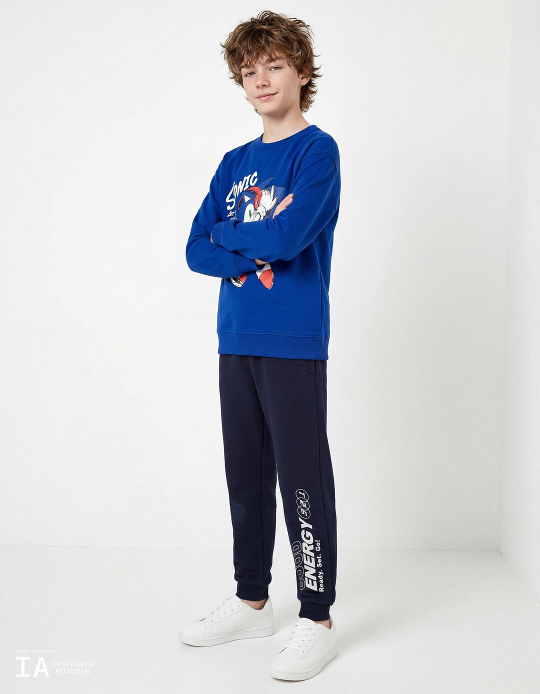 Cal&ccedil;as Jogging de Felpa, Menino, Azul Escuro