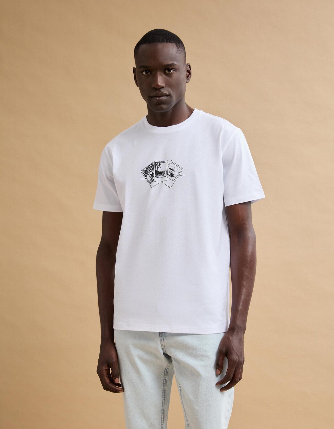 T-shirt Jersey Estampada, Homem, Branco