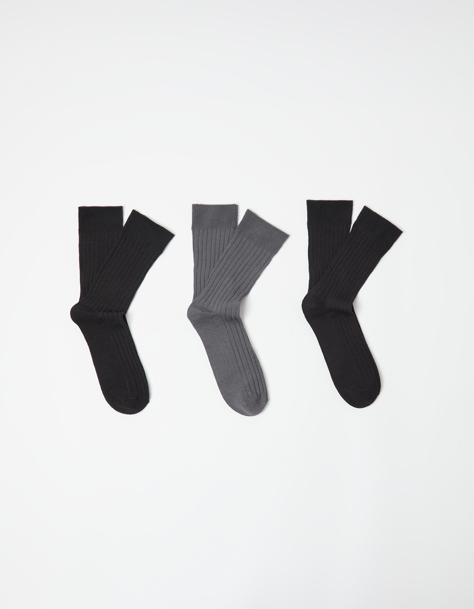 Comprar Online Pack 3 Pares de Meias Altas Caneladas, Homem, Multicor