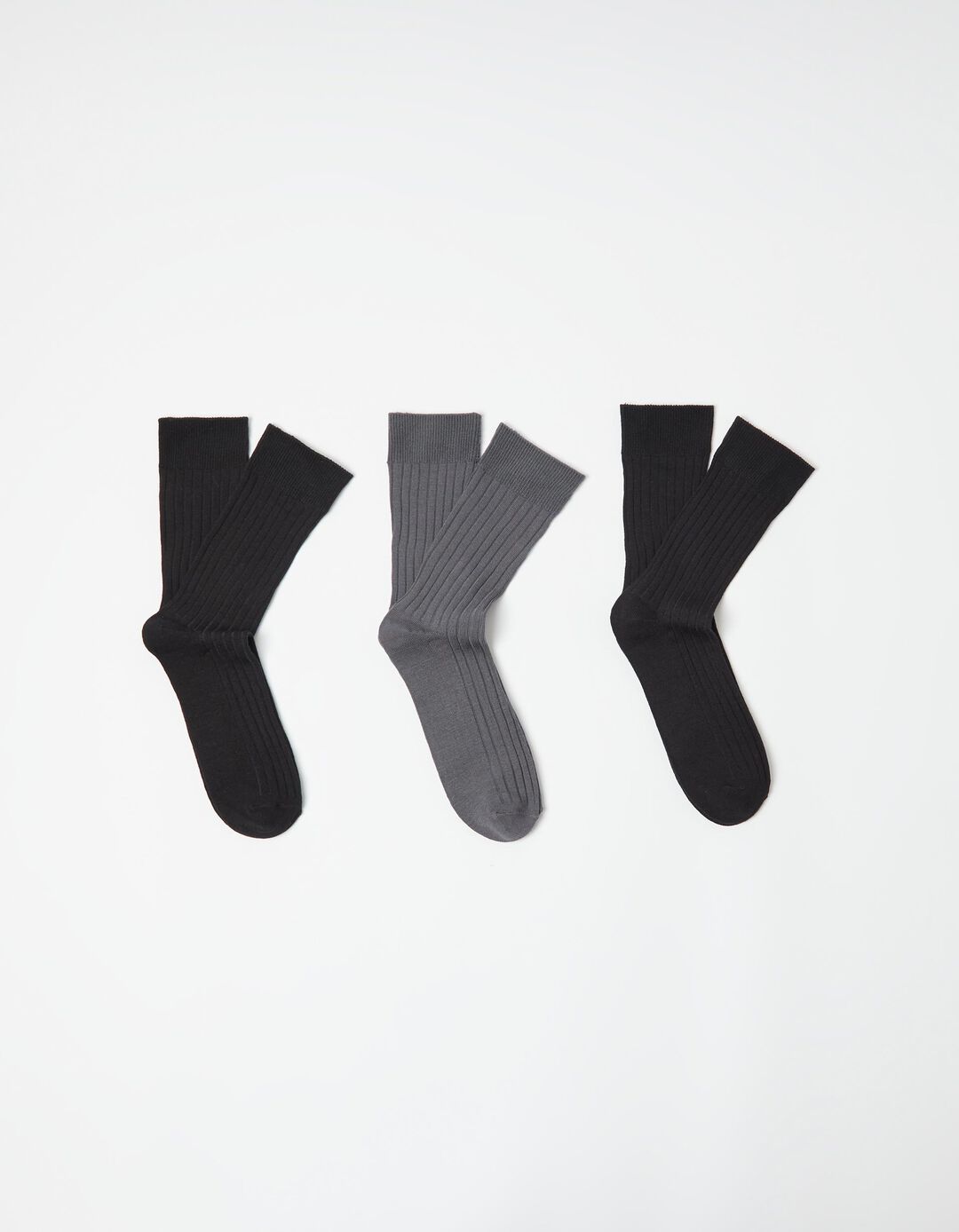 Pack 3 Pares de Meias Altas Caneladas, Homem, Multicor