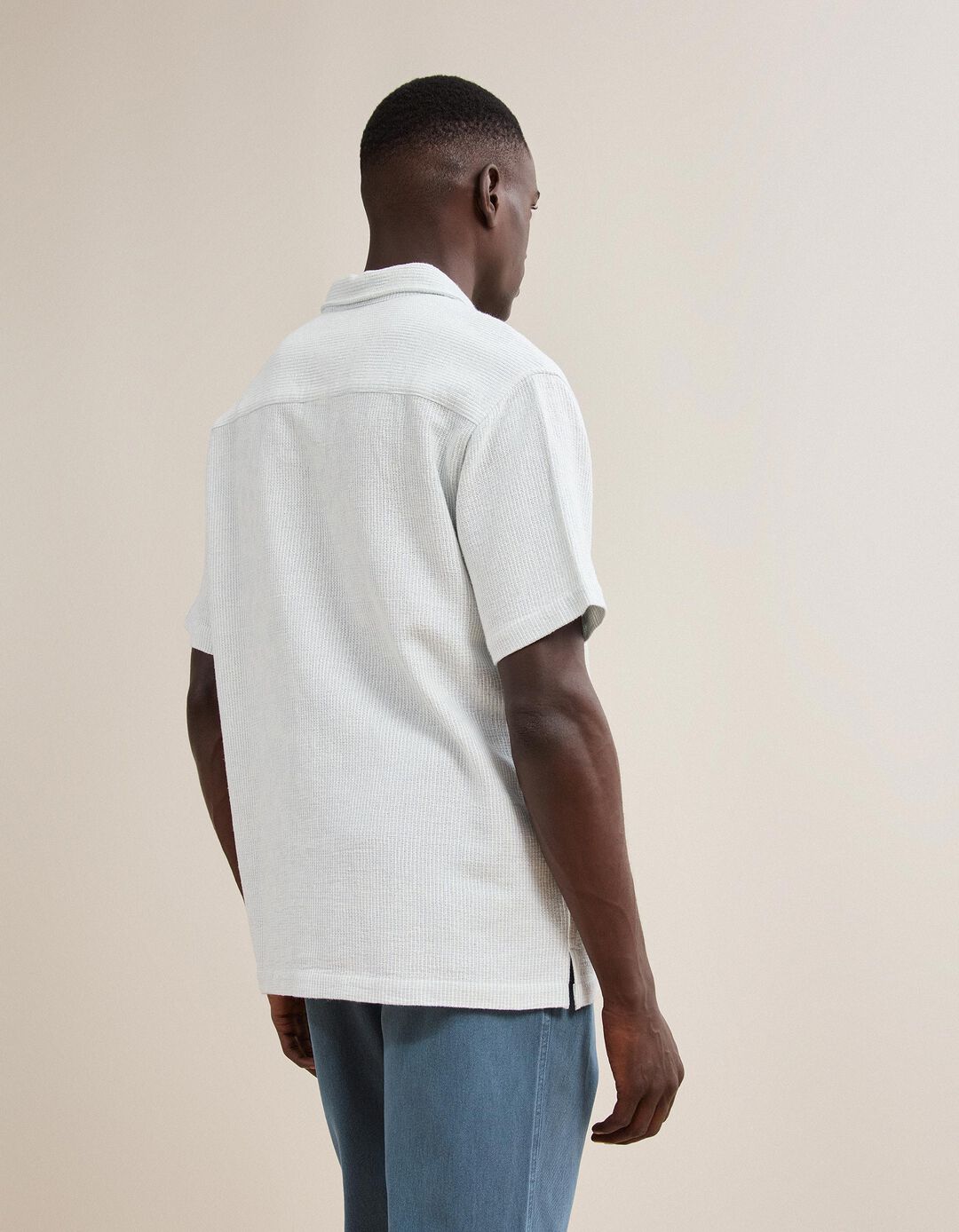 Camisa &Agrave;s Riscas, Homem, Azul Escuro