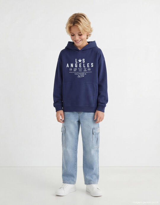 Comprar Online Sweatshirt com Capuz, Menino, Azul Escuro