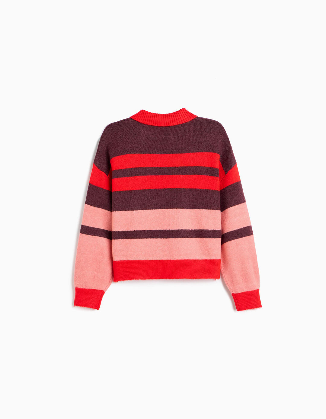 Camisola De Malha &Agrave;s Riscas, Menina, Vermelho Escuro