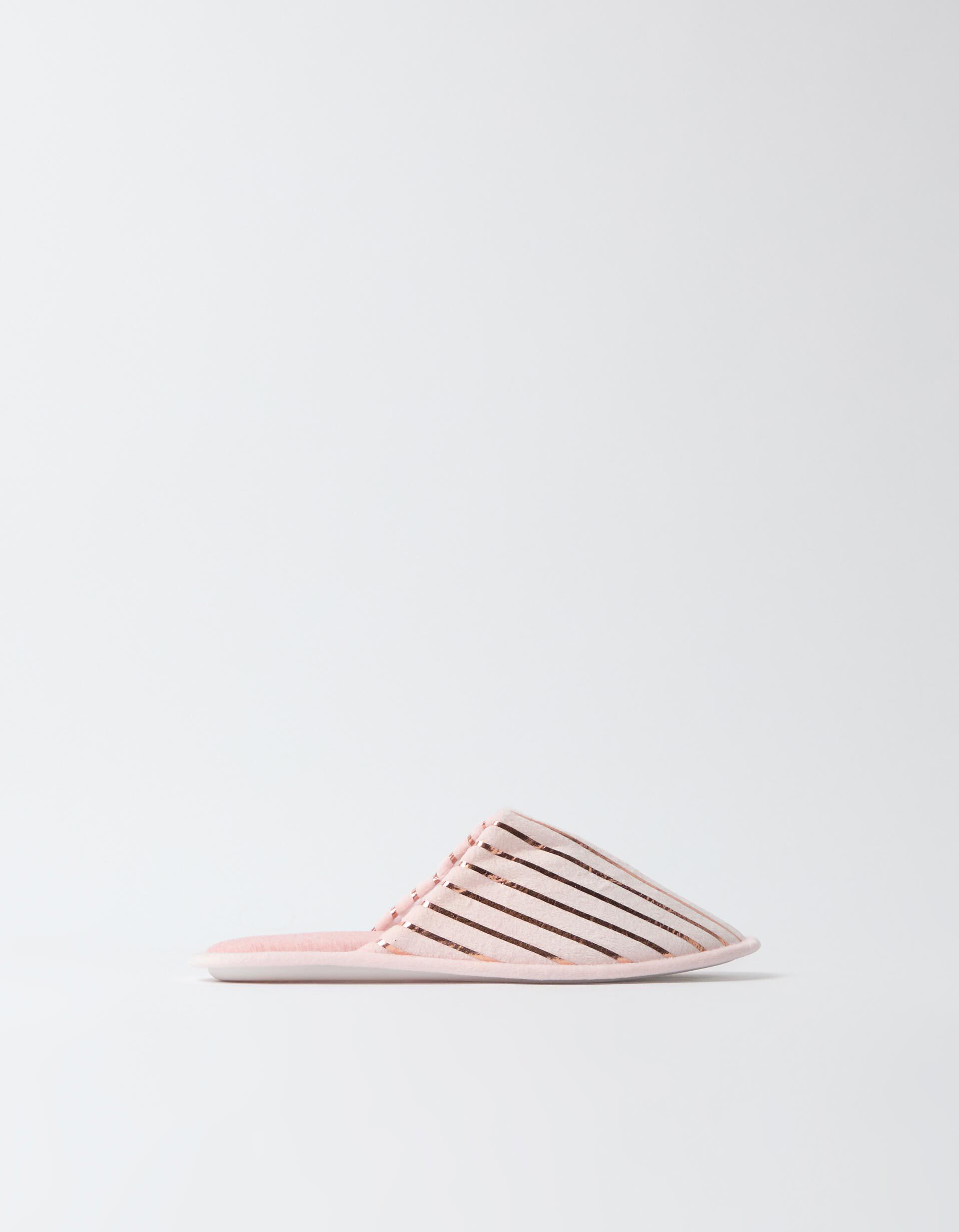 Comprar Online Chinelos De Quarto &Agrave;s Riscas, Mulher, Rosa