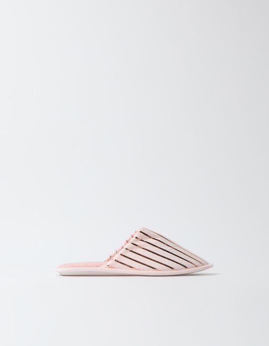 Comprar Online Chinelos De Quarto &Agrave;s Riscas, Mulher, Rosa